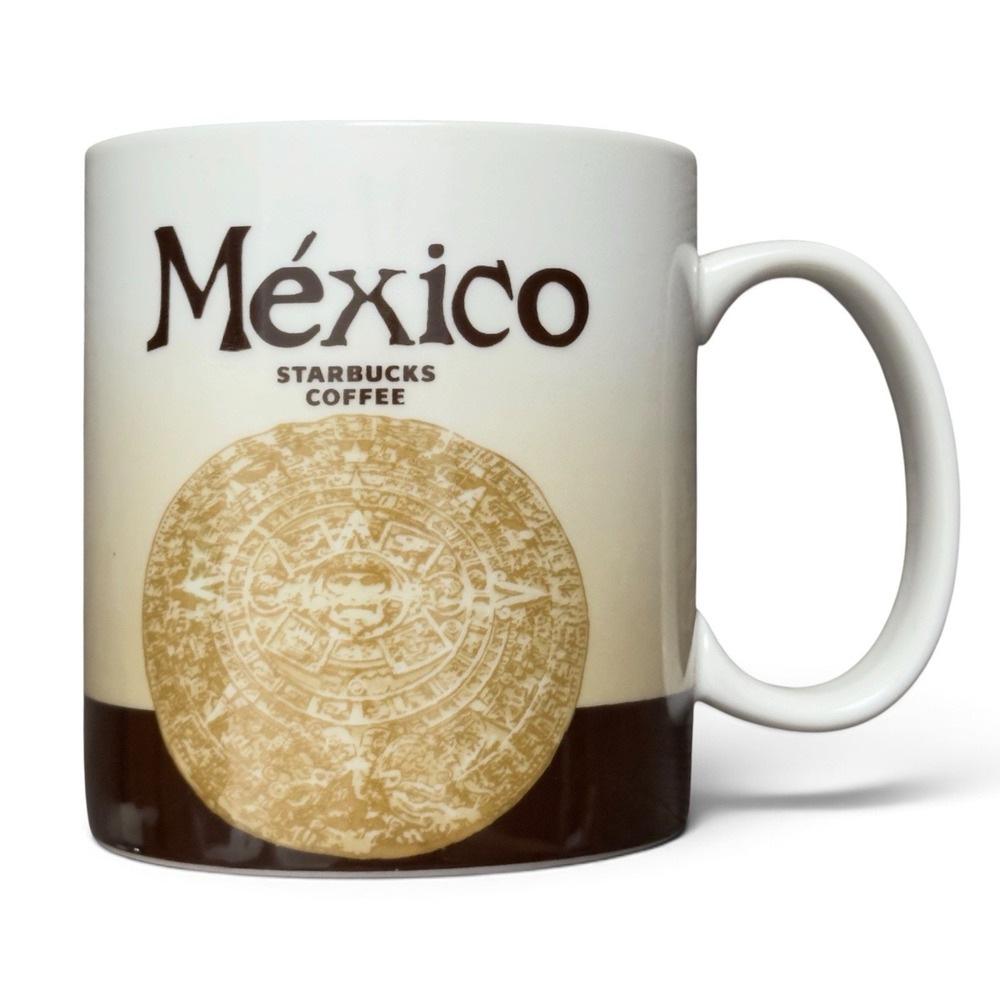Starbucks Mexico Global Icon Series Mug 16oz Coffee Cup Aztec Sun Calendar